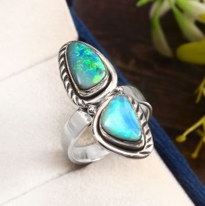 Australian Opal Size US 8 925 Silver Ring (RS75-102)