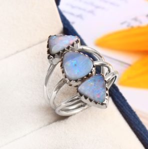 Australian Opal Size US 8 925 Silver Ring (RS75-106)