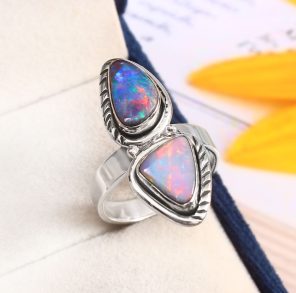 Australian Opal Size US 10 925 Silver Ring (RS75-107)