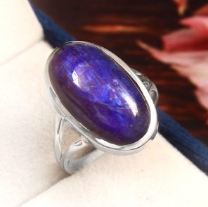 Blue Moonstone Size US 9 925 Sterling Silver Ring (REXT33-7)