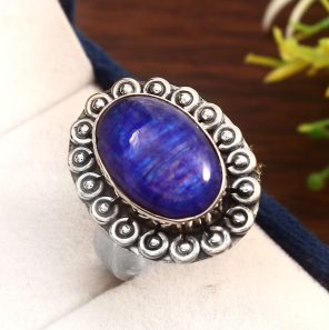 Blue Moonstone Size US 9 925 Sterling Silver Ring (REXT33-1)
