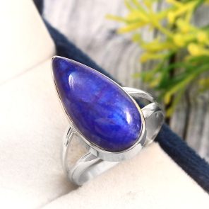 Blue Moonstone Size US 9 925 Sterling Silver Ring (REXT33-12)