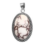 Wild Horse Jasper Vintage Style 1.8" 925 Silver Pendant (REXT47-39)
