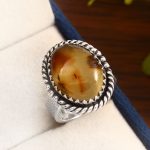 Amber Southwest Style Size US 7 925 Sterling Silver Ring (REXT47-4)