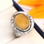 Amber Southwest Style Size US 6 925 Sterling Silver Ring (REXT47-10)