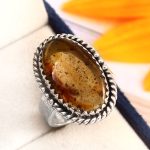 Amber Southwest Style Size US 8 925 Sterling Silver Ring (REXT47-11)