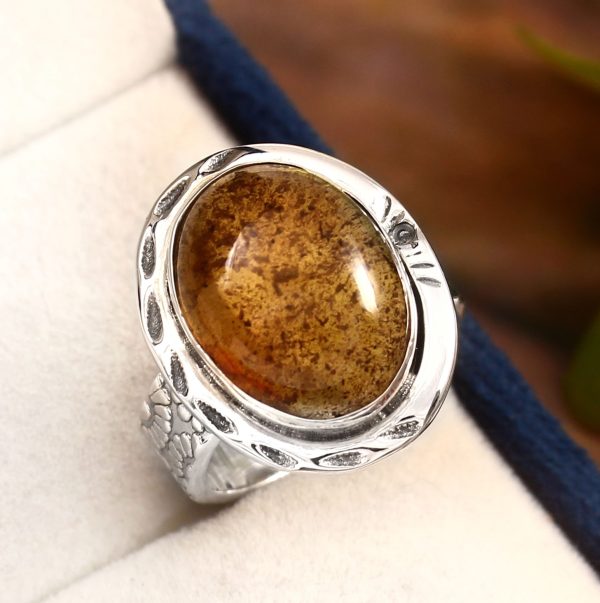 Amber Southwest Style Size US 6 925 Sterling Silver Ring (REXT47-21)