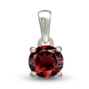 Garnet 6*6mm Round Prong Silver Pendant (REXT48-13)
