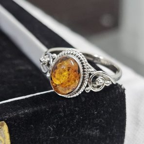 Dainty Amber 925 Sterling Silver Ring (REXT33-25)