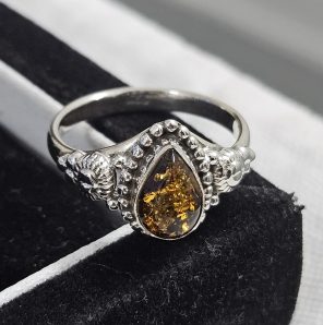 Dainty Amber 925 Sterling Silver Ring (REXT33-26)
