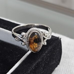 Dainty Amber 925 Sterling Silver Ring (REXT33-18)