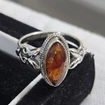 Dainty Amber 925 Sterling Silver Ring (REXT33-21)