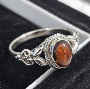 Dainty Amber 925 Sterling Silver Ring (REXT33-20)