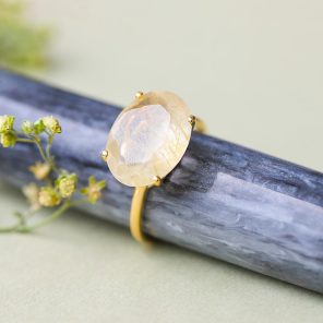 Golden Rutile Claw Set 925 Sterling Silver Ring (RS14-155)