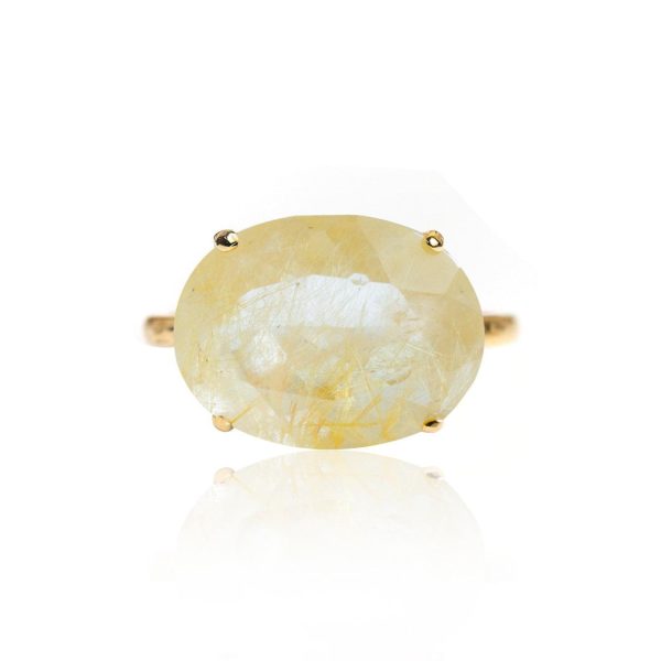 Golden Rutile Claw Set 925 Sterling Silver Ring (RS14-155) - Image 3
