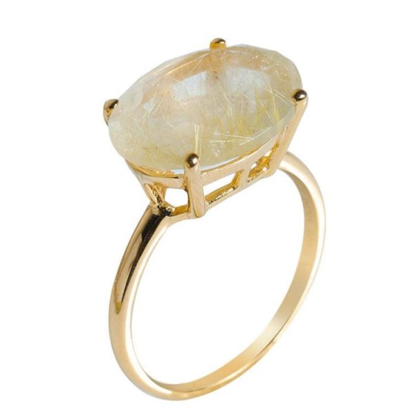 Golden Rutile Claw Set 925 Sterling Silver Ring (RS14-155) - Image 2