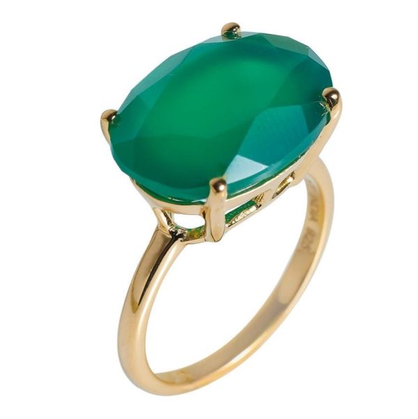 Green Onyx Claw Set 925 Sterling Silver Ring (RS14-154) - Image 2