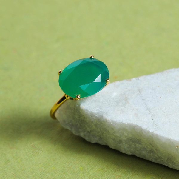 Green Onyx Claw Set 925 Sterling Silver Ring (RS14-154) - Image 3