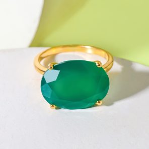 Green Onyx Claw Set 925 Sterling Silver Ring (RS14-154)