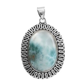 Larimar 1.9" 925 Silver Pendant (RS100-60)