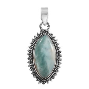 Larimar 1.3" 925 Silver Pendant (RS100-62)