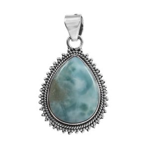 Larimar 1.3" 925 Silver Pendant (RS100-64)