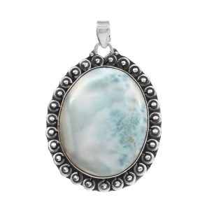 Larimar 1.3" 925 Silver Pendant (RS100-68)
