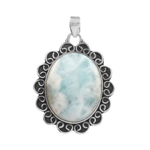 Larimar 1.9" 925 Silver Pendant (RS100-69)