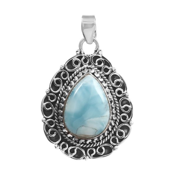 Larimar 1.6" 925 Silver Pendant (RS100-72)