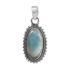 Larimar 1.25" 925 Silver Pendant (RS100-73)