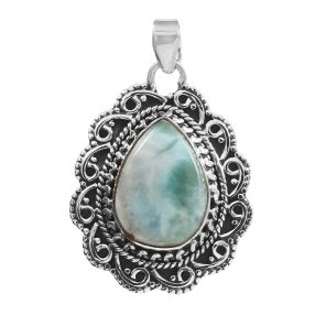 Larimar 1.5" 925 Silver Pendant (RS100-89)