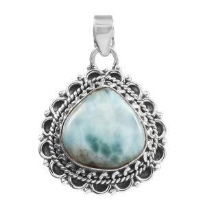 Larimar 1.3" 925 Silver Pendant (RS100-93)