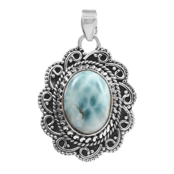 Larimar 1.6" 925 Silver Pendant (RS100-95)