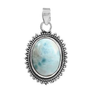 Larimar 1.25" 925 Silver Pendant (RS100-98)