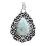 Larimar 1.6" 925 Silver Pendant (RS100-99)