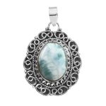 Larimar 1.6" 925 Silver Pendant (RS100-100)