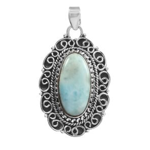 Larimar 1.9" 925 Silver Pendant (RS100-101)