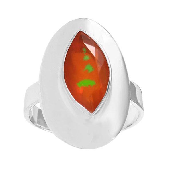 Orange Fire Opal Ring Size US 7 925 Sterling Silver (REXT49-290)