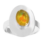 Yellow Fire Opal Ring Size US 8 925 Sterling Silver (REXT49-295)