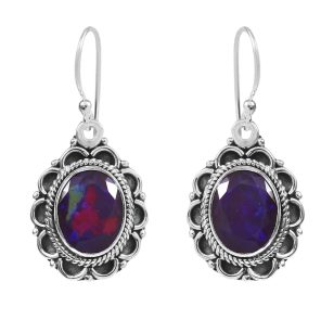 Lavender Fire Opal 0.25" 925 Silver Earrings (REXT49-274)