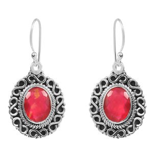 Pink Fire Opal 0.75" 925 Silver Earrings (REXT49-266)