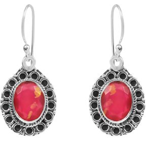 Pink Fire Opal 0.75" 925 Silver Earrings (REXT49-267)