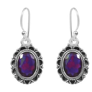Lavender Fire Opal 0.75" 925 Silver Earrings (REXT49-275)