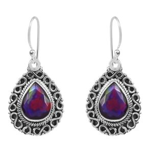 Lavender Fire Opal 0.75" 925 Silver Earrings (REXT49-276)