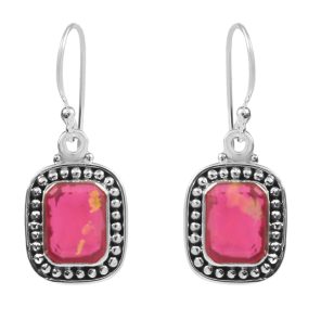 Pink Fire Opal 0.75" 925 Silver Earrings (REXT49-268)