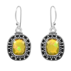 Yellow Fire Opal 0.25" 925 Silver Earrings (REXT49-269)