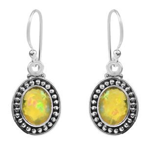 Yellow Fire Opal 0.25" 925 Silver Earrings (REXT49-270)