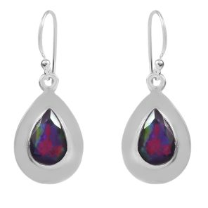 Lavender Fire Opal 0.75" 925 Silver Earrings (REXT49-273)