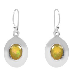 Yellow Fire Opal 0.25" 925 Silver Earrings (REXT49-272)