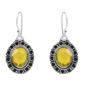 Yellow Fire Opal 0.25" 925 Silver Earrings (REXT49-271)